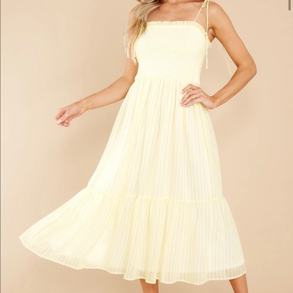 Aura Weekend Strolls Yellow Midi Dress Small - Picture 2 of 10